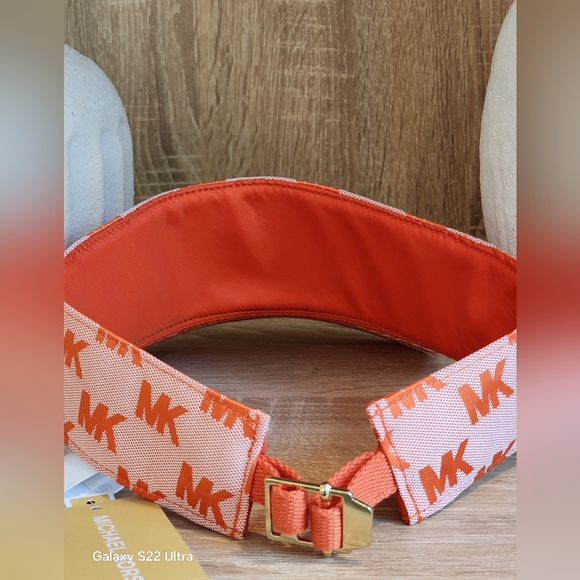 Michael Kors Women's Red Clay Logo Jacquard Visor - Picture 6 of 6